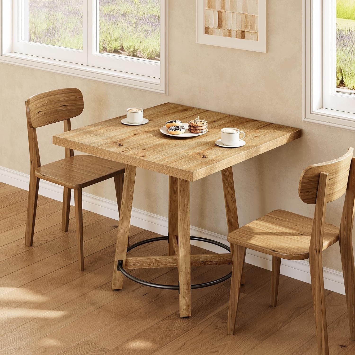 Tribesigns Mesa de comedor de 80 cm, Moderna mesa de cocina cuadrada para 2-4 personas