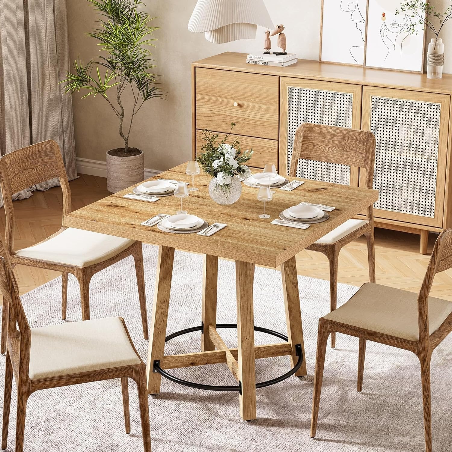 Tribesigns Mesa de comedor de 80 cm, Moderna mesa de cocina cuadrada para 2-4 personas
