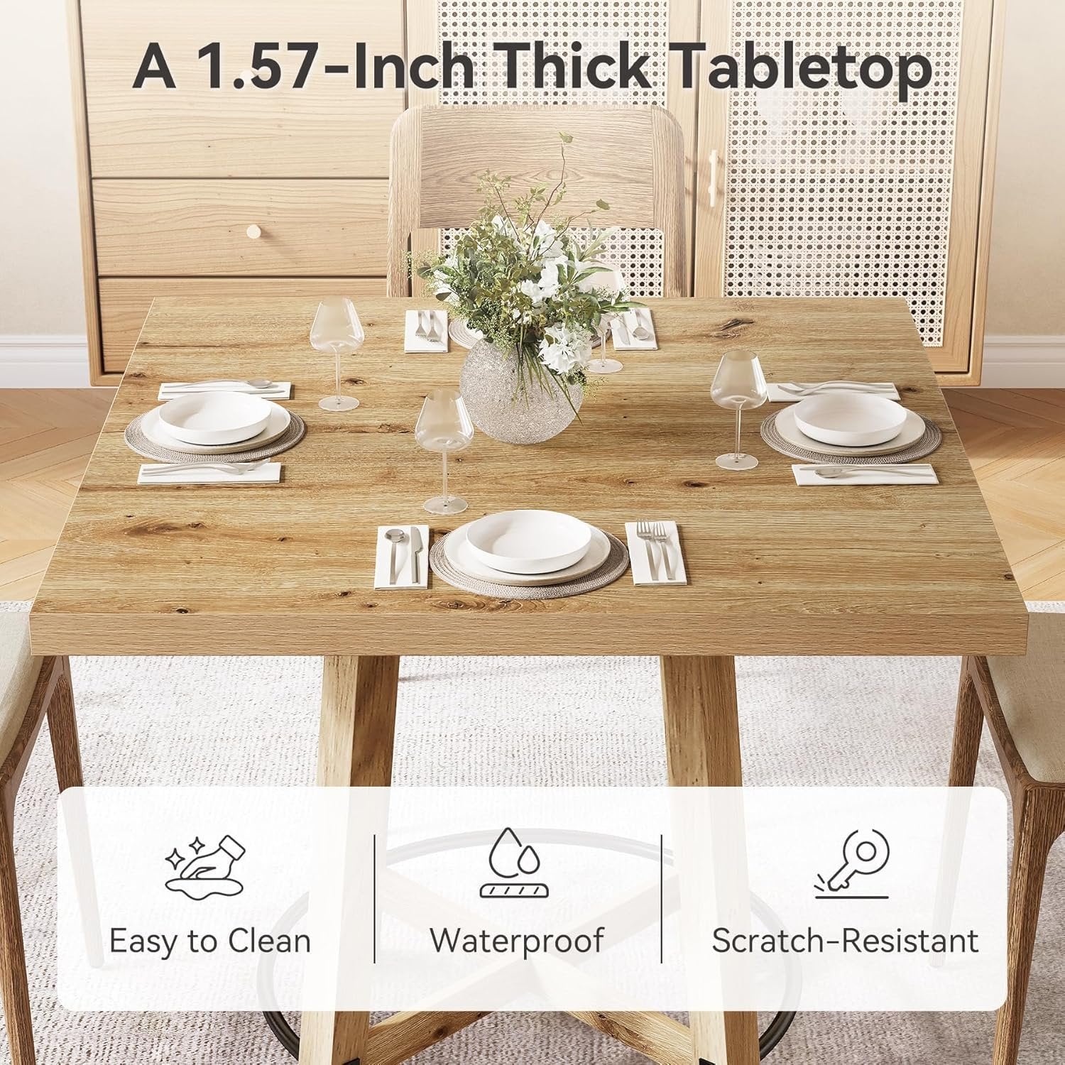 Tribesigns Mesa de comedor de 80 cm, Moderna mesa de cocina cuadrada para 2-4 personas