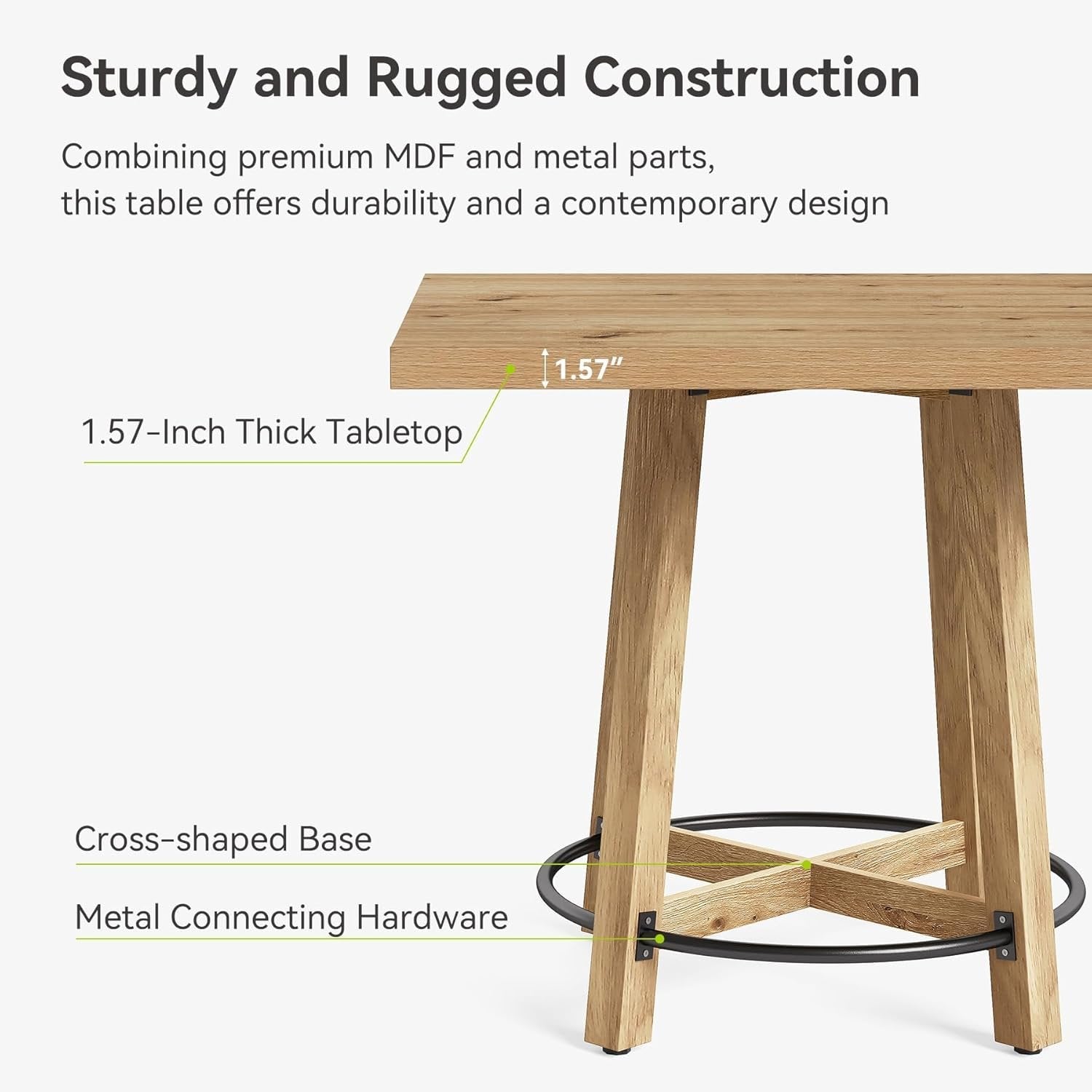 Tribesigns Mesa de comedor de 80 cm, Moderna mesa de cocina cuadrada para 2-4 personas