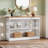 Tribesigns Mesa consola moderna para la entrada, Mesa de sofá blanca de 105 cm detrás 3