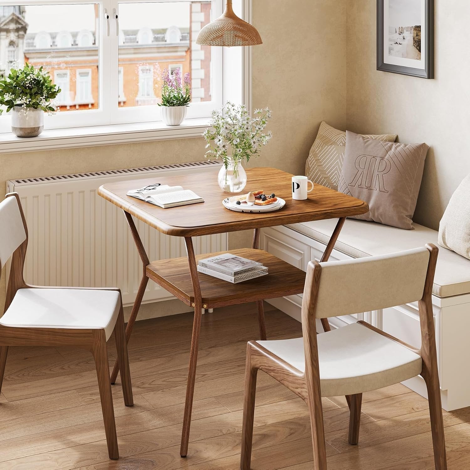 Tribesigns Mesa de comedor cuadrada de 80 cm para 2 a 4 personas con esquinas redondeadas