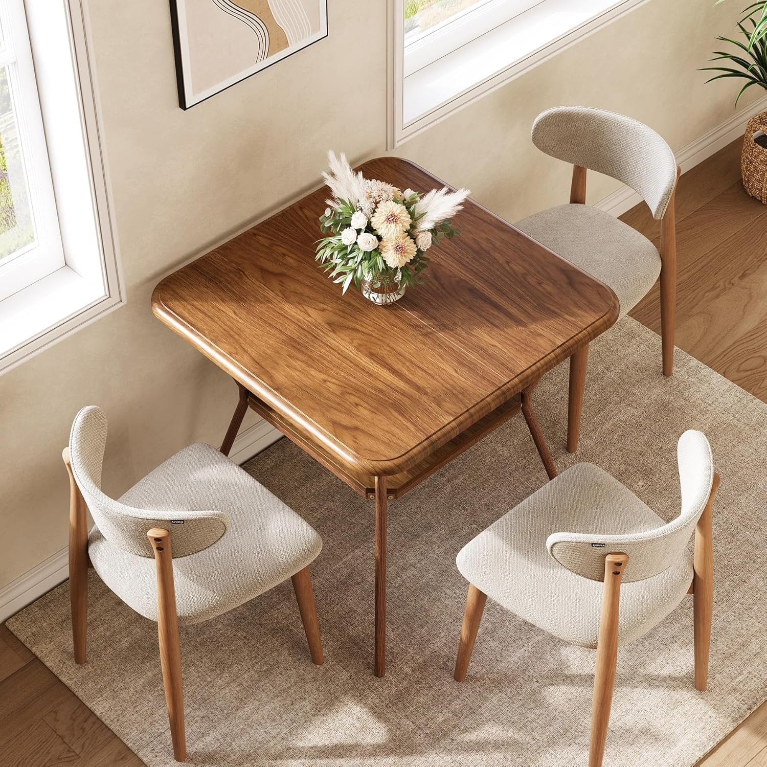 Tribesigns Mesa de comedor cuadrada de 80 cm para 2 a 4 personas con esquinas redondeadas