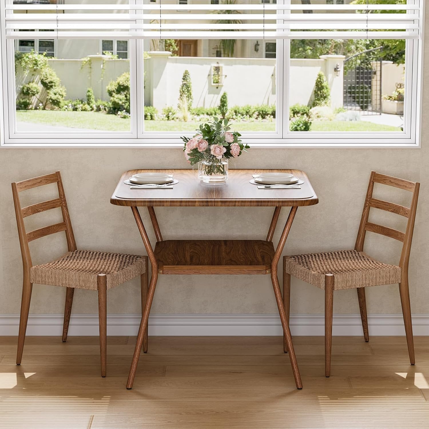 Tribesigns Mesa de comedor cuadrada de 80 cm para 2 a 4 personas con esquinas redondeadas