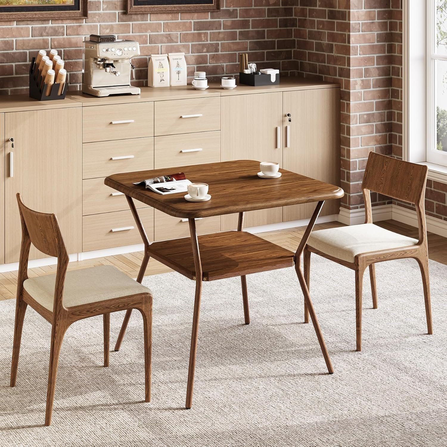 Tribesigns Mesa de comedor cuadrada de 80 cm para 2 a 4 personas con esquinas redondeadas