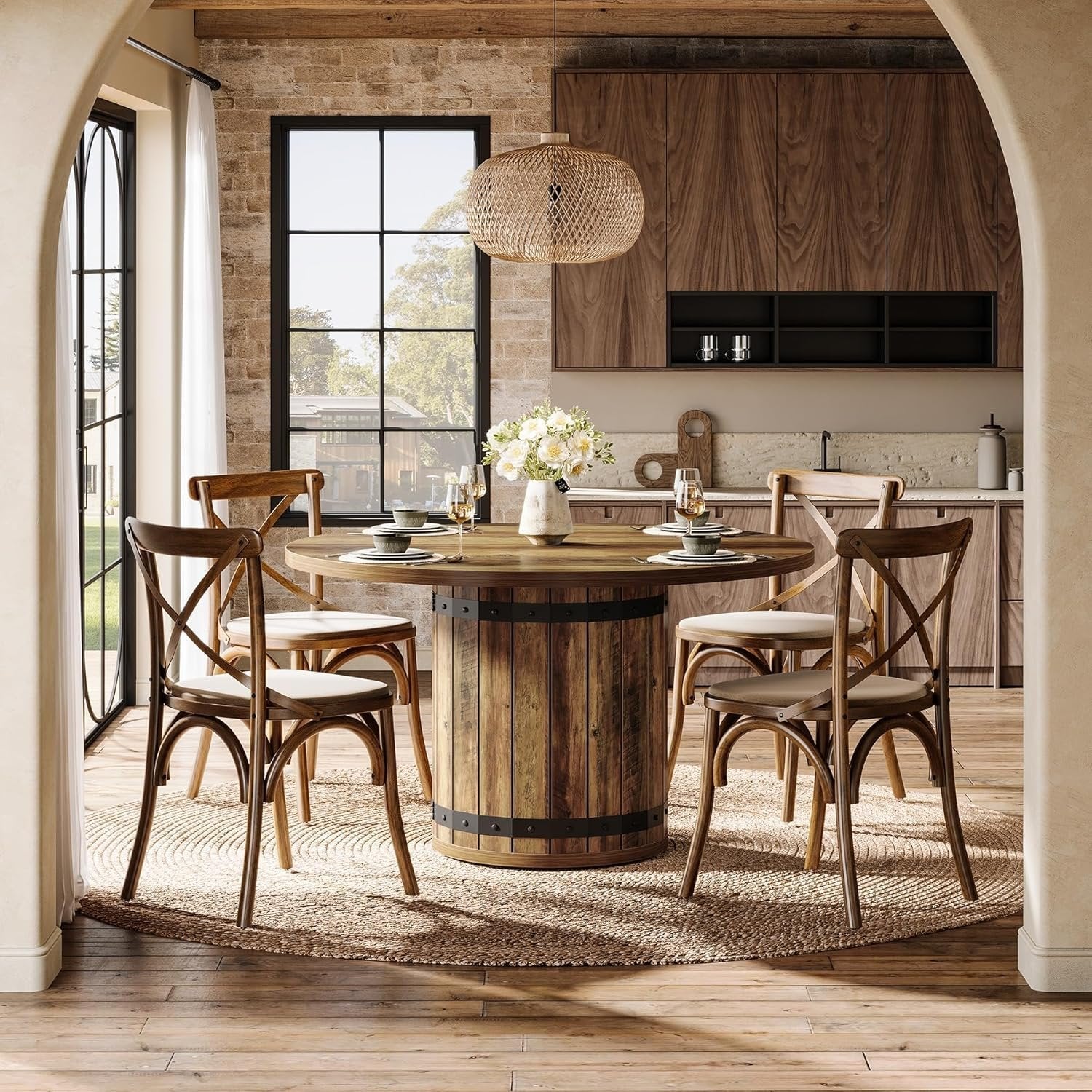 Tribesigns Mesa de comedor redonda de 100 cm para cocina y salón