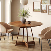 Tribesigns Mesa de comedor redonda para 2-4 personas, Mesa de comedor estilo granja de 100 cm, mesa de comedor de madera 3