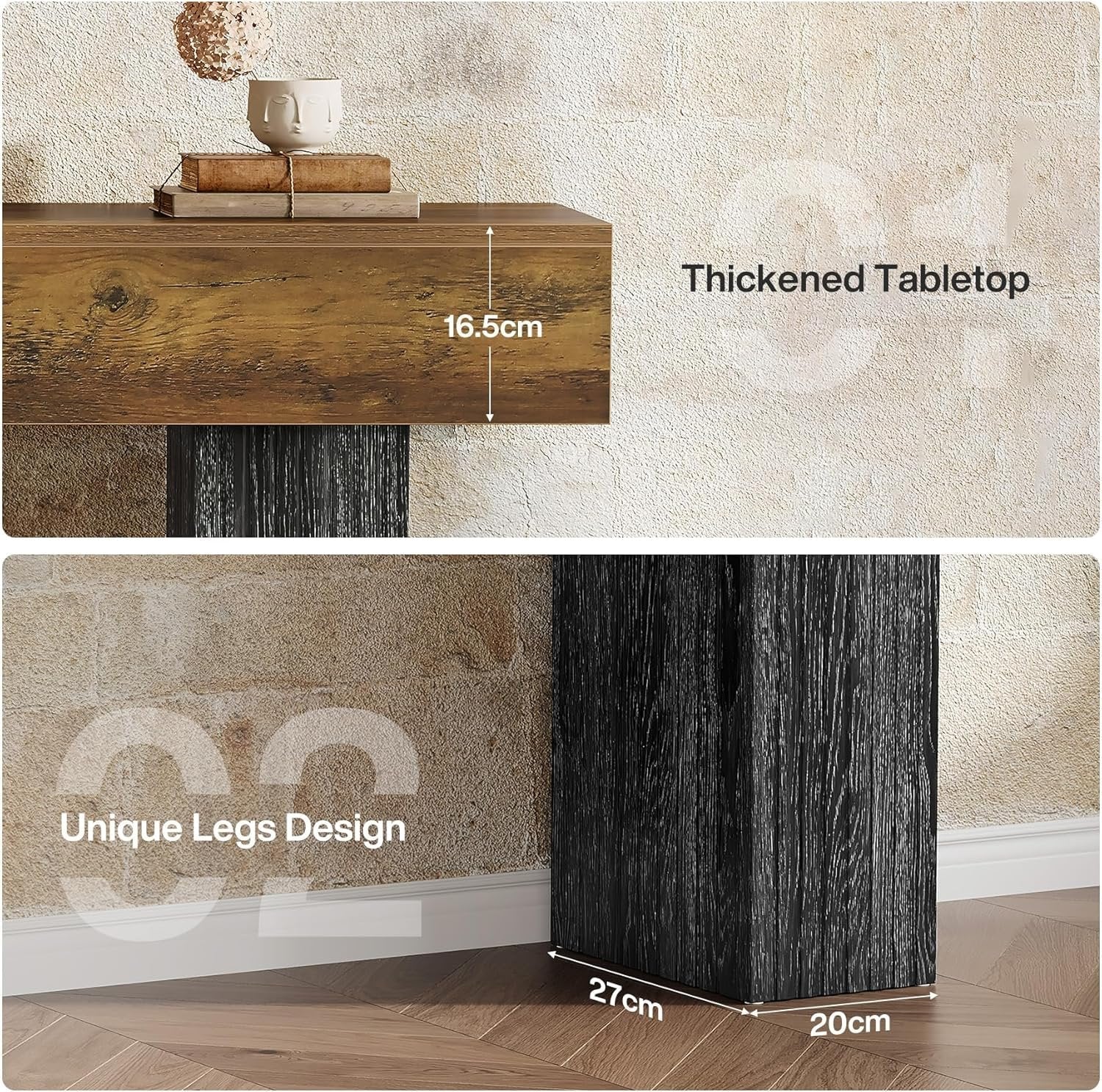Tribesigns Consola de 160 cm de largo, Mesa de sofá rústica