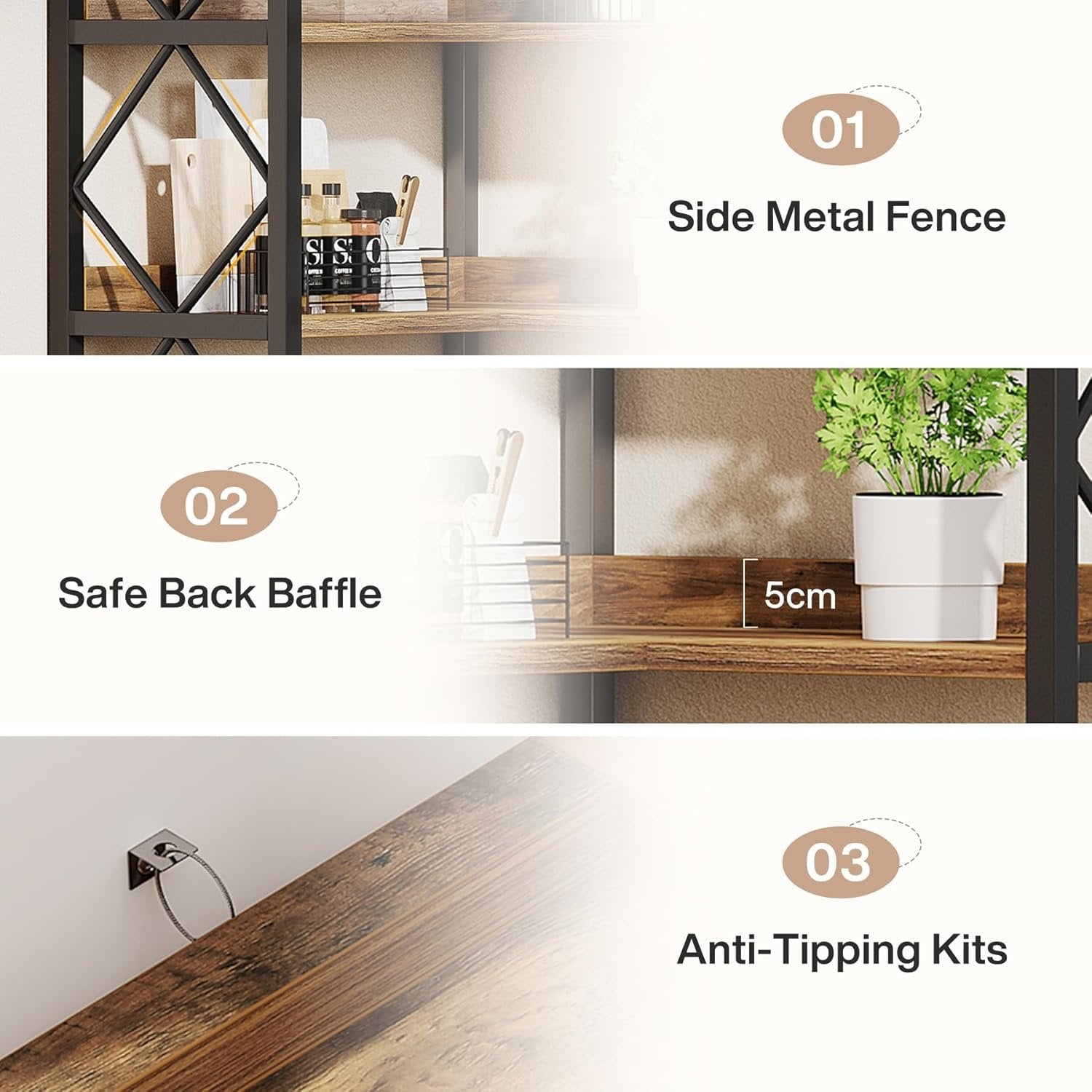 Tribesigns brería esquinera, Moderna y grande con panel trasero y estante esquinero alto