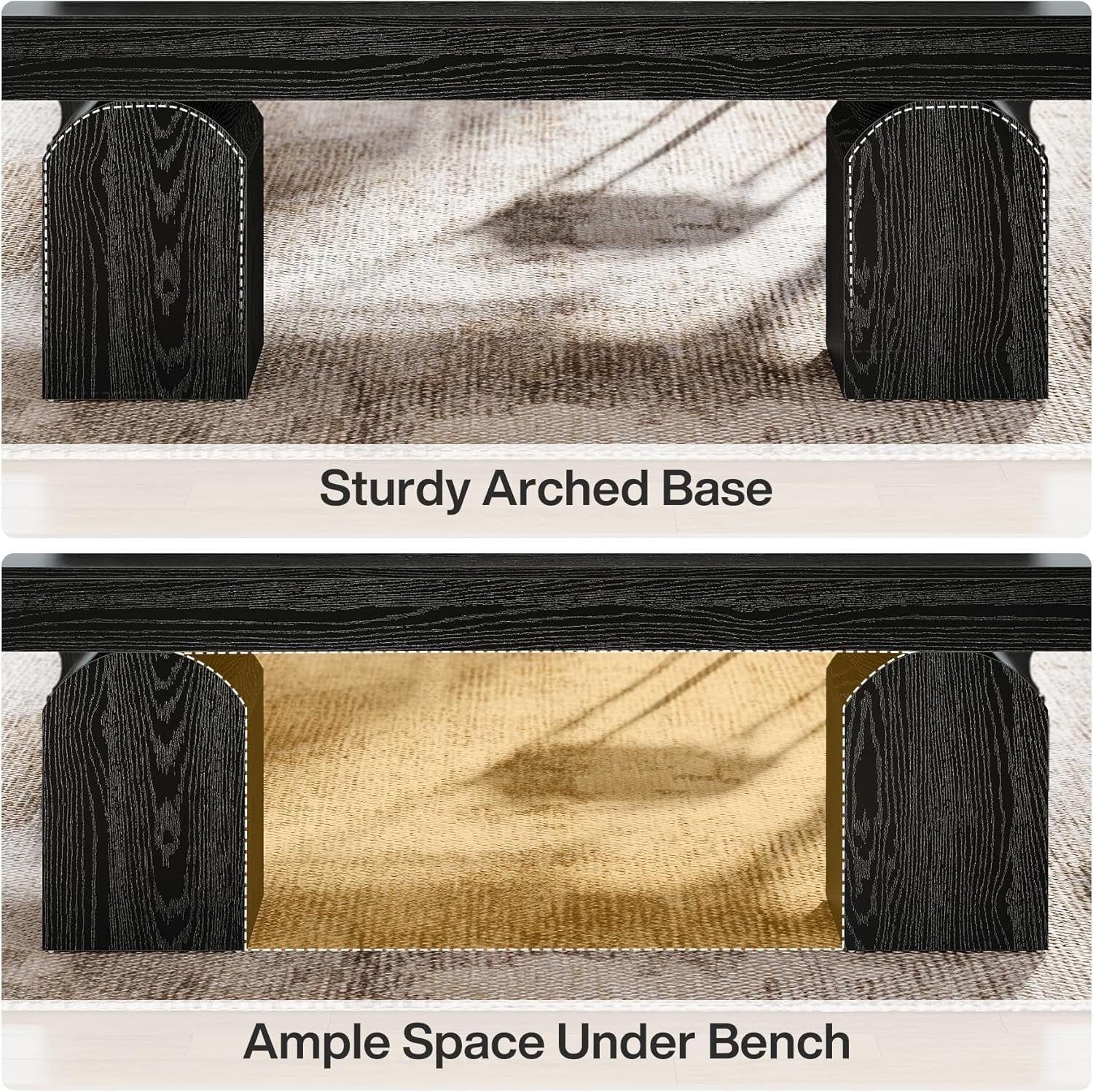 Tribesigns Banco de Comedor para 2-3 Personas, Banco de Cocina de Mesa Moderno Negro