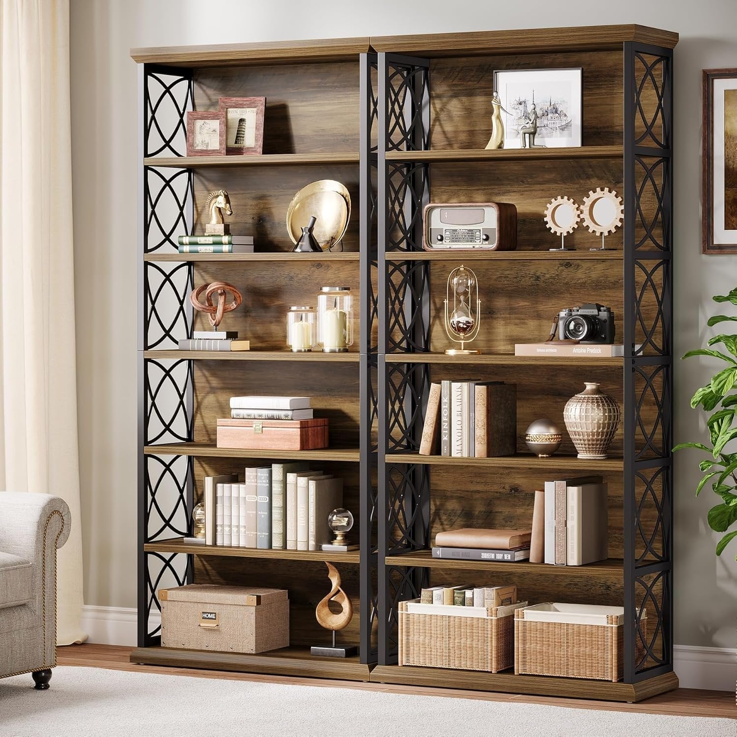 Tribesigns Estantería independiente de 185 cm de alto y 6 niveles, Estilo industrial de madera