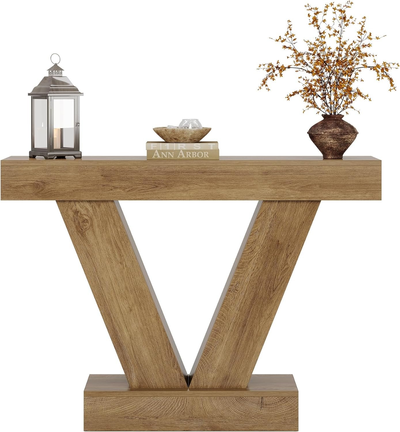 Tribesigns Mesa Consola 105 cm, Mesa de entrada detrás del sofá con patas en V