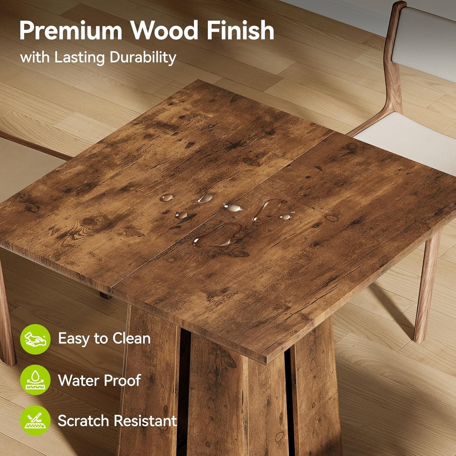 Tribesigns Mesa de comedor, Mesa de cocina industrial Mesa cuadrada de 80 cm para 4 personas