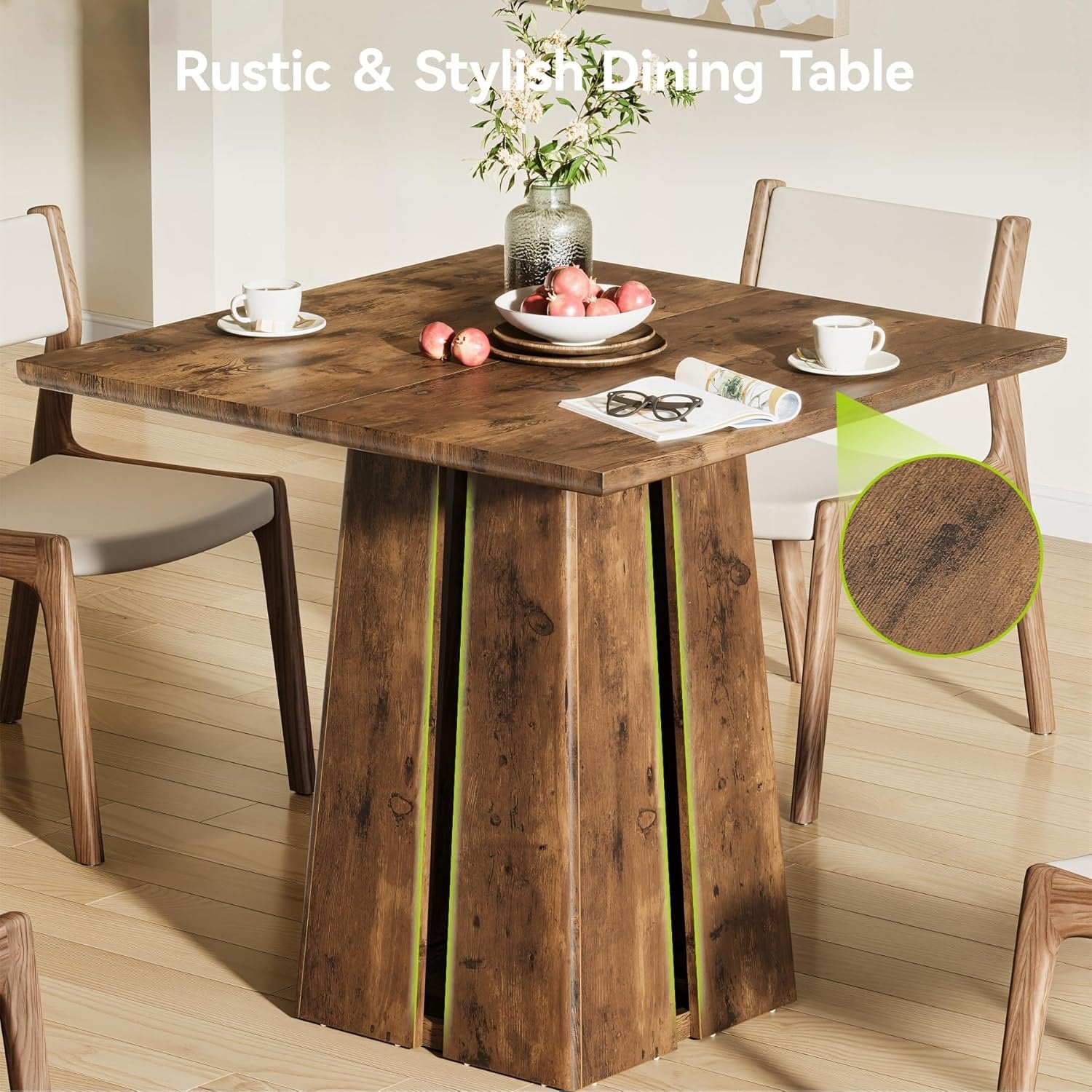 Tribesigns Mesa de comedor, Mesa de cocina industrial Mesa cuadrada de 80 cm para 4 personas