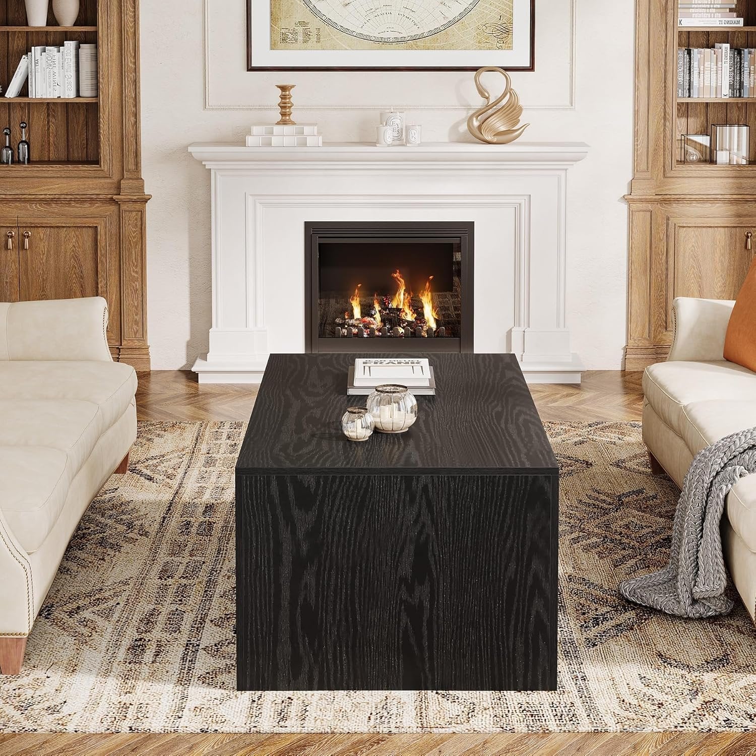 Tribesigns Mesa de centro estilo granja para sala de estar, Moderna mesa de centro de mediados