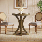 Tribesigns Mesa de comedor redonda para 2-4 personas, Mesa de cocina pequeña con patas de madera maciza 3