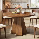 Tribesigns Mesa de comedor redonda para 4 personas, Mesa de cocina redonda con patas de columna 3
