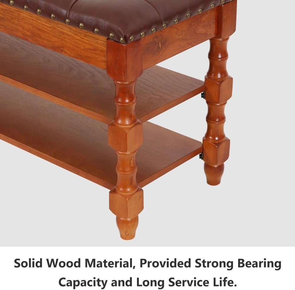 Tribesigns Banco de almacenamiento de madera maciza de 100 cm de largo con tapa abatible