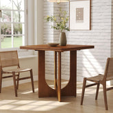 Tribesigns Mesa de comedor, Mesa de cocina industrial de madera maciza cuadrada 80 cm 3