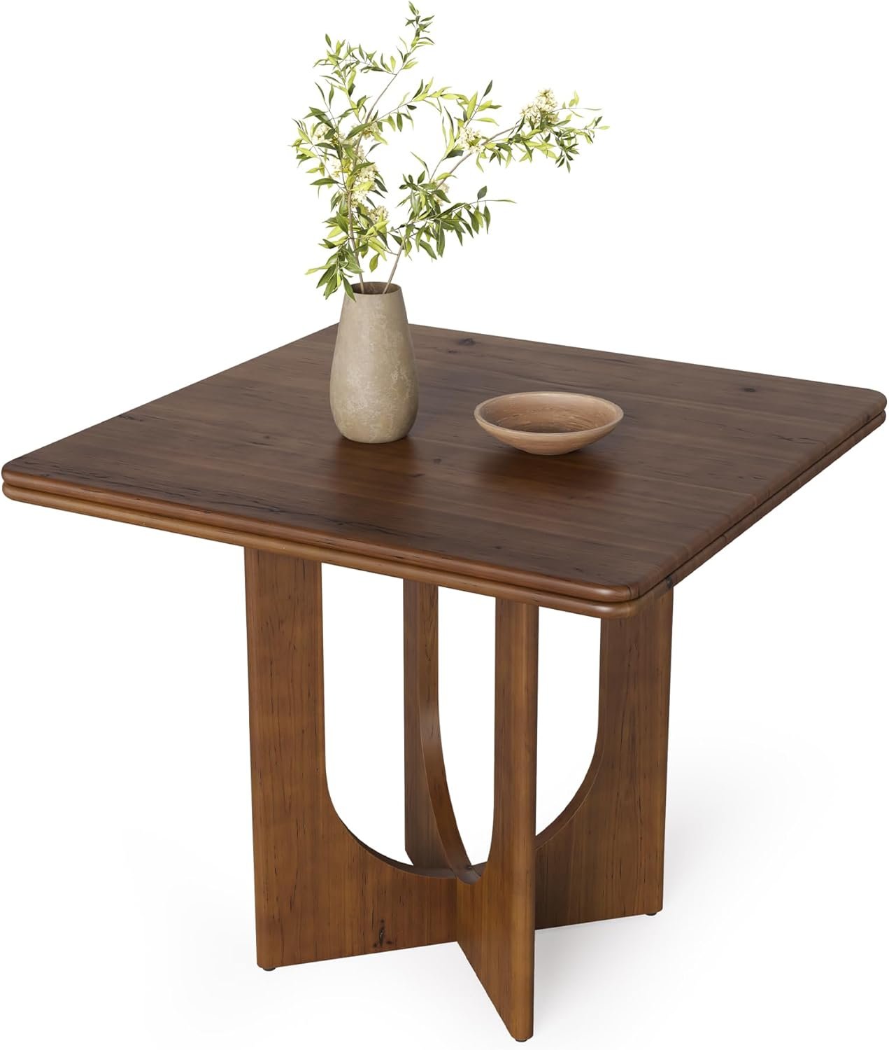 Tribesigns Mesa de comedor, Mesa de cocina industrial de madera maciza cuadrada 80 cm