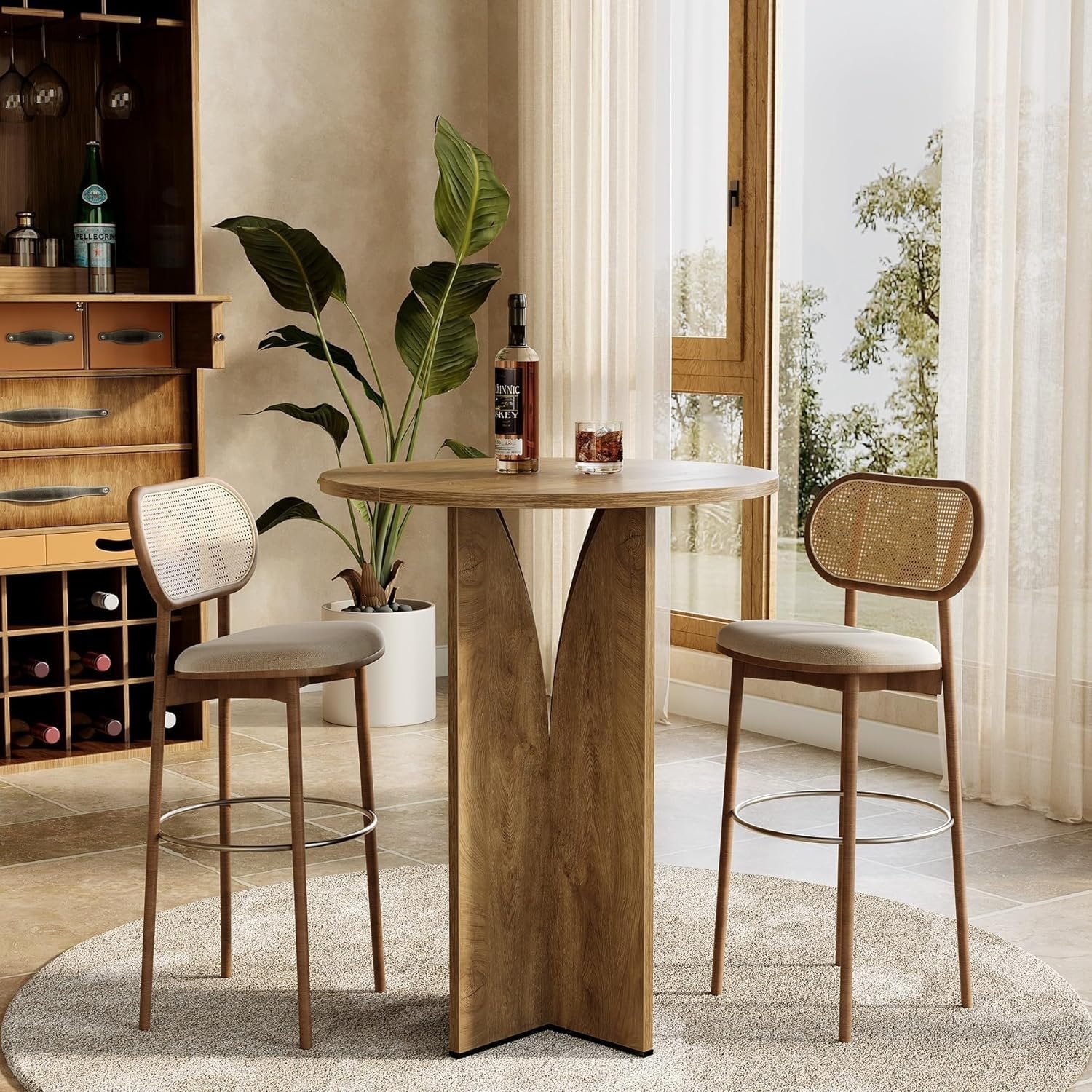 Tribesigns Mesa de bar redonda de 80 cm de alto, Encimera de madera para bar en casa