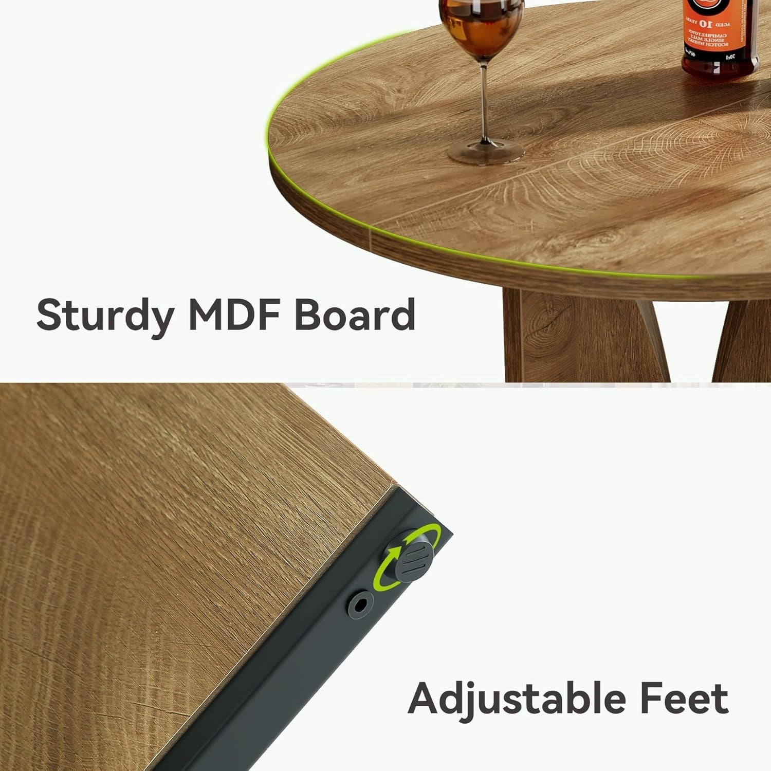 Tribesigns Mesa de bar redonda de 80 cm de alto, Encimera de madera para bar en casa