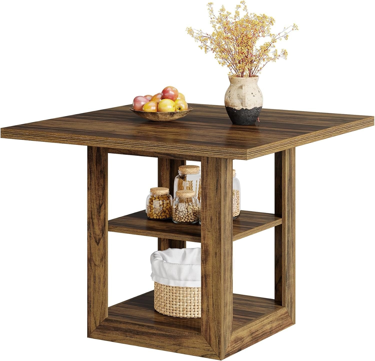 Tribesigns Mesa de comedor cuadrada para 4 personas, Estilo rústico 80 cm de largo