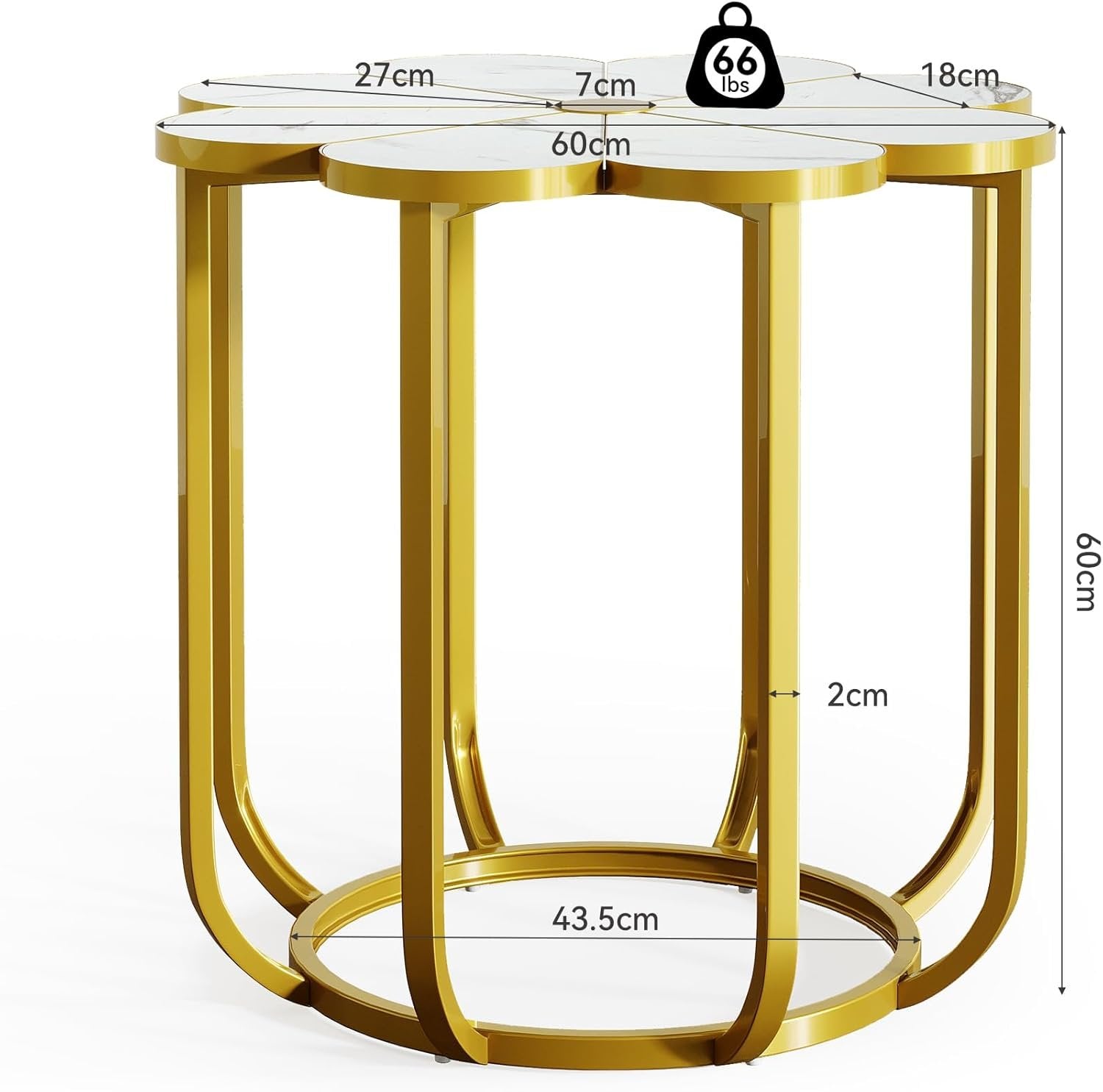 Tribesigns Mesa auxiliar moderna de 60 cm, Mesa de sofá y mesita de noche con diseño floral