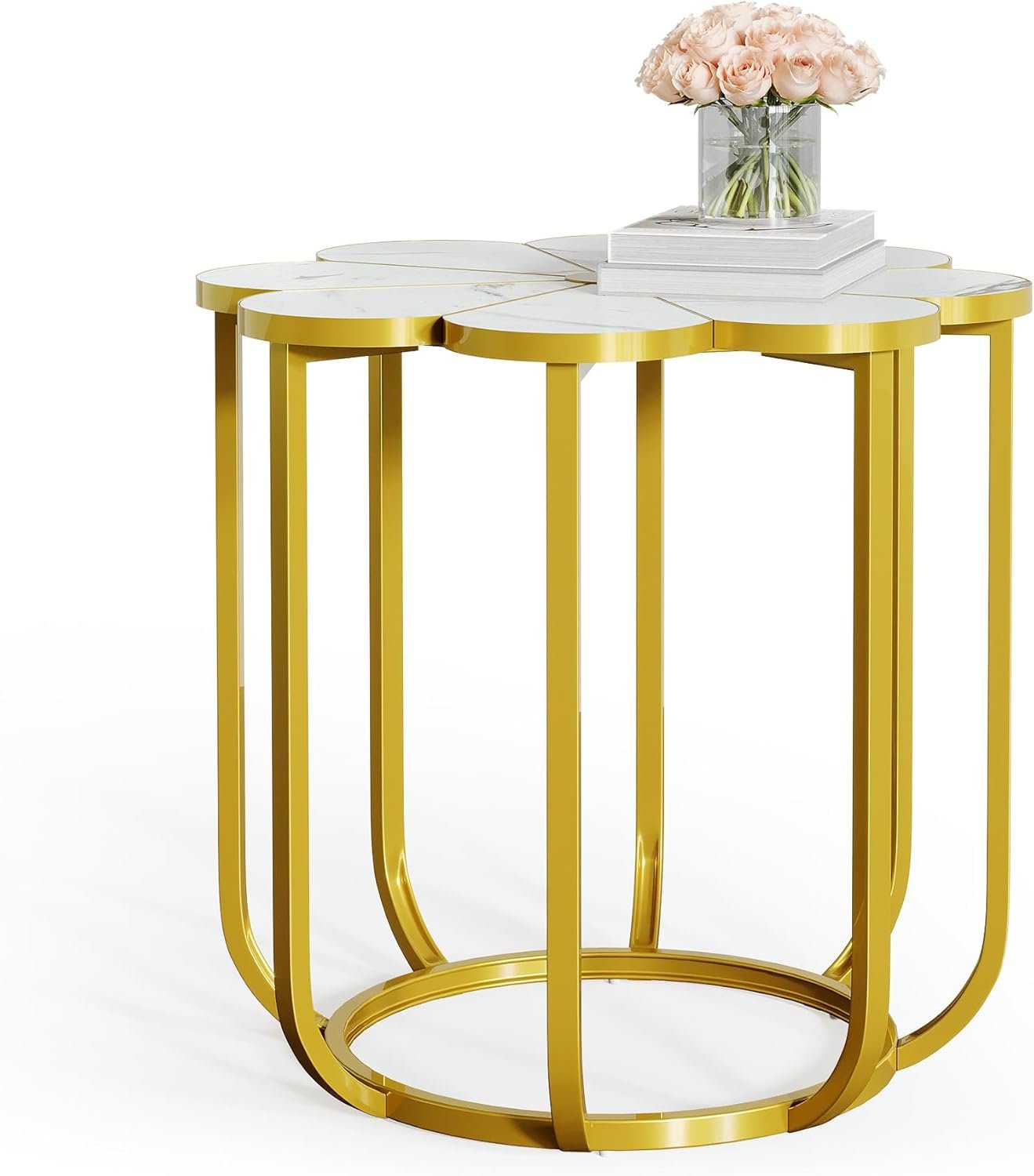 Tribesigns Mesa auxiliar moderna de 60 cm, Mesa de sofá y mesita de noche con diseño floral