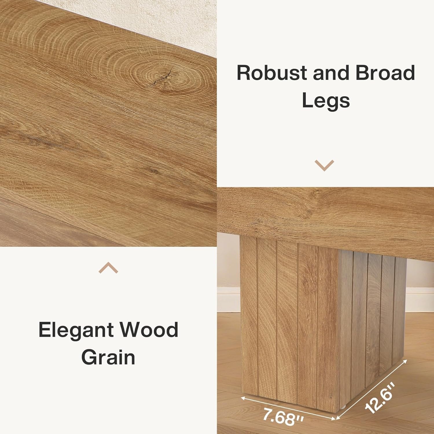 Tribesigns Banco de comedor de madera de 140 cm, Banco largo de estilo rústico