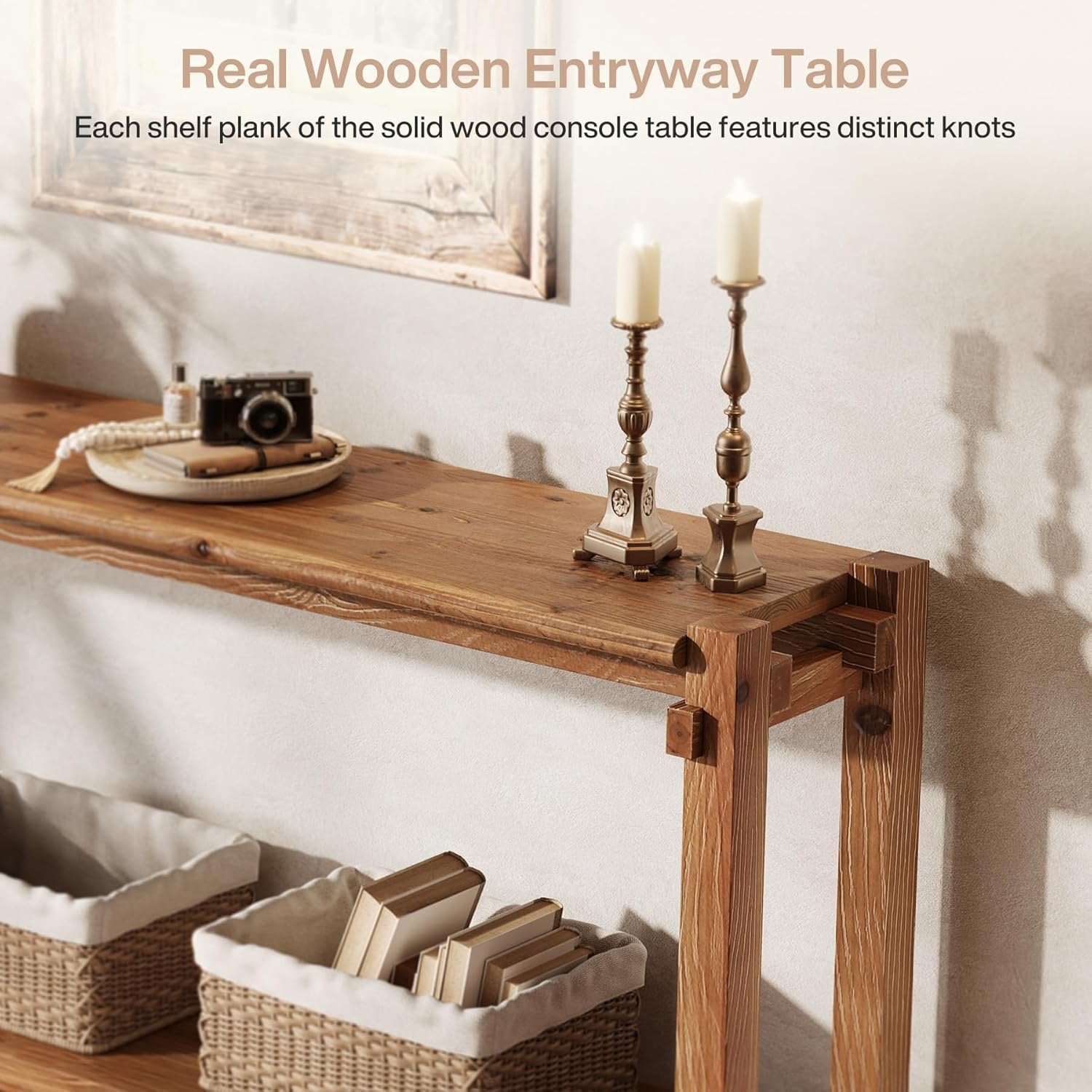 Tribesigns Mesa consola de 160 cm de largo, Mesa de entrada de 2 niveles