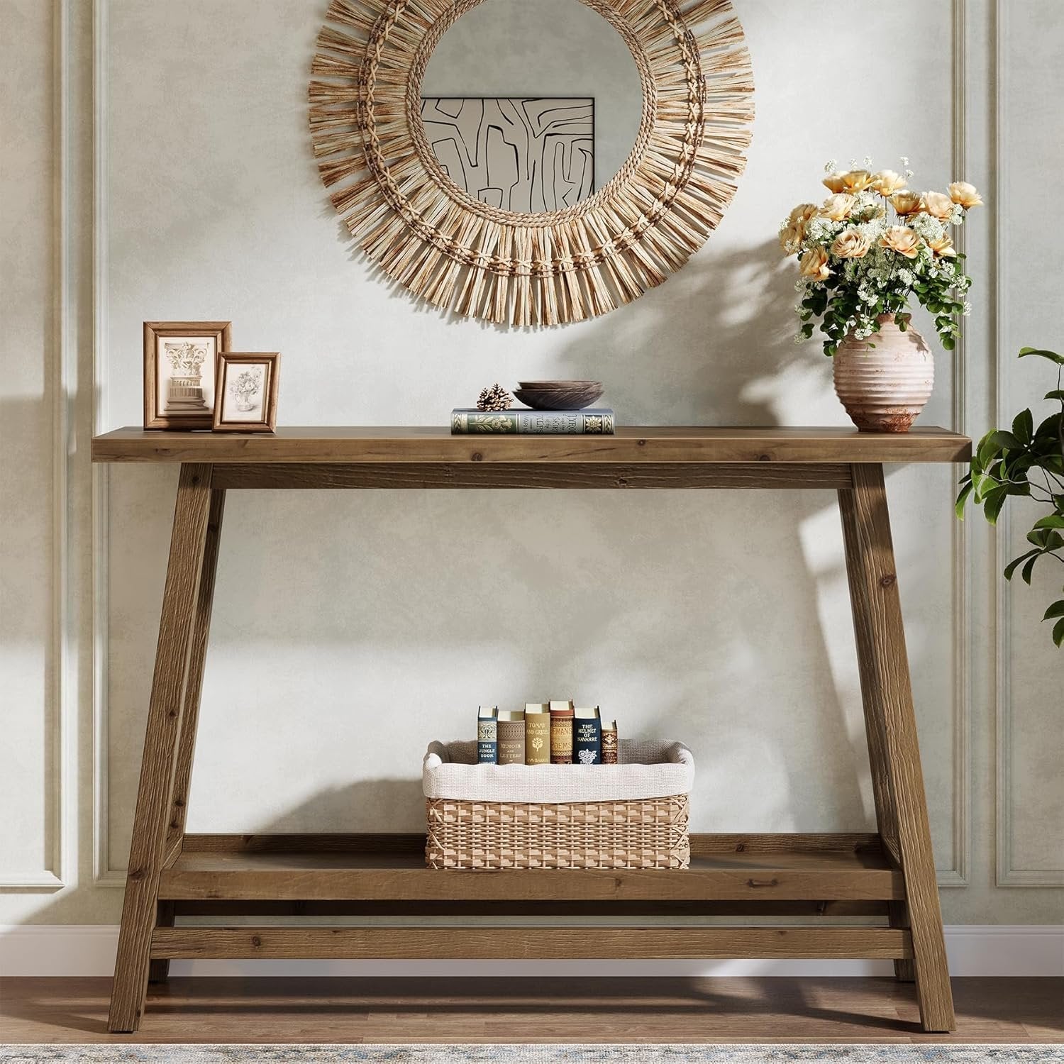 Tribesigns Mesa Consola de 105cm con Almacenamiento, Mesa de Entrada Consola recibidorcon de 2 Niveles