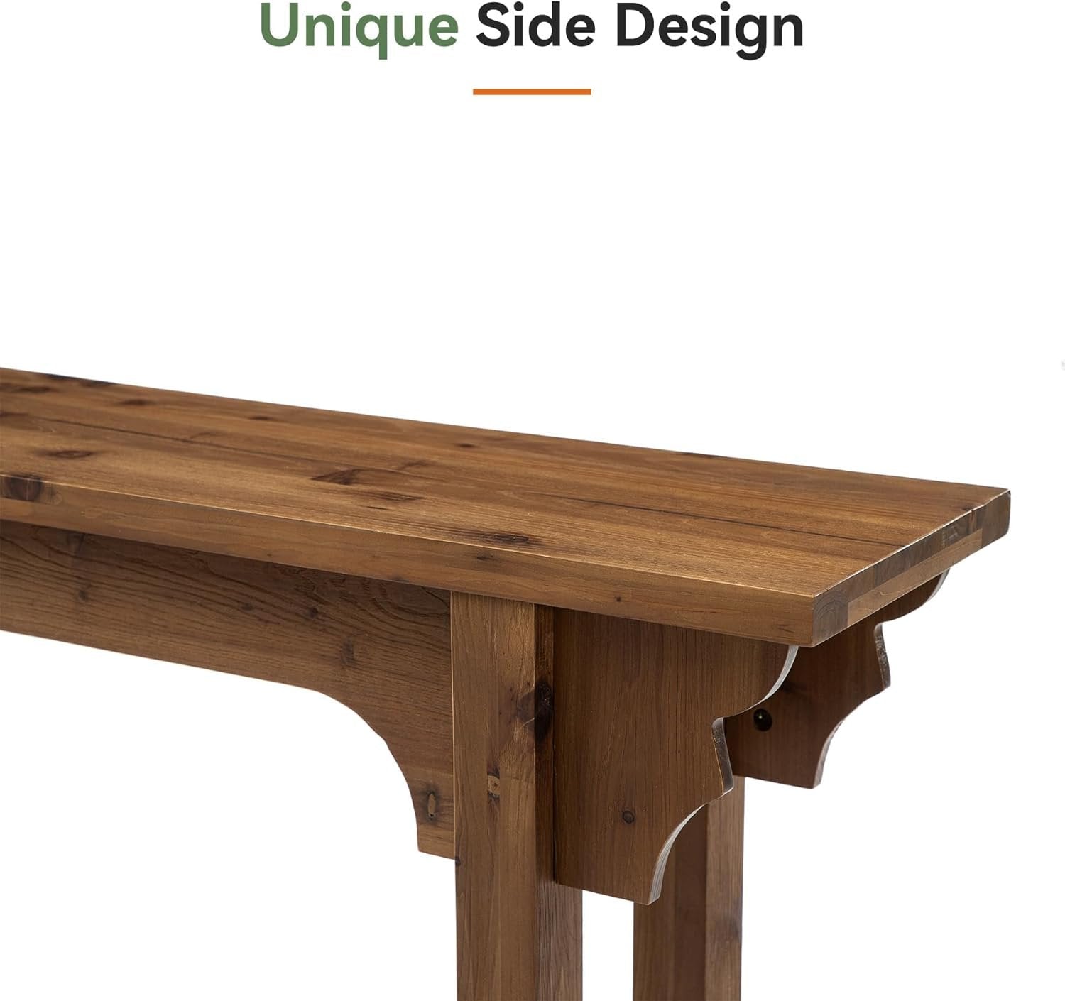 Mesa consola de madera maciza con un diseño lateral único, Mesa de entrada rústica para sala de estar, pasillo o recibidor
