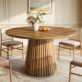 Tribesigns Mesa de comedor redonda de 120 cm para 4-6 personas, Estilo rústico de madera 3