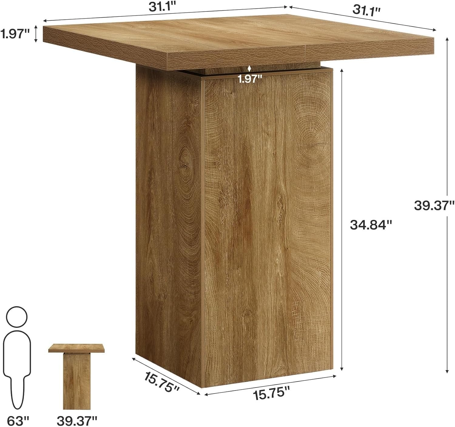 Tribesigns Mesa de bar de 100 cm de alto, Estilo bistró industrial Pequeña mesa auxiliar ideal para un rincón de cocina