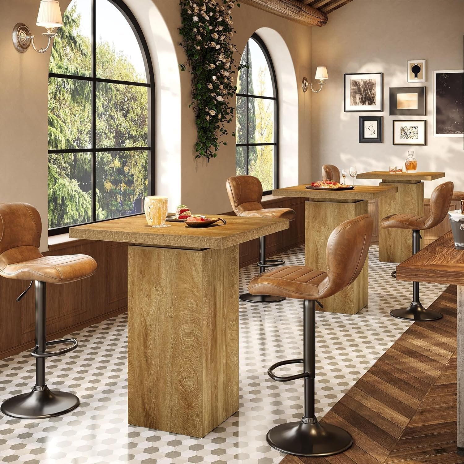 Tribesigns Mesa de bar de 100 cm de alto, Estilo bistró industrial Pequeña mesa auxiliar ideal para un rincón de cocina