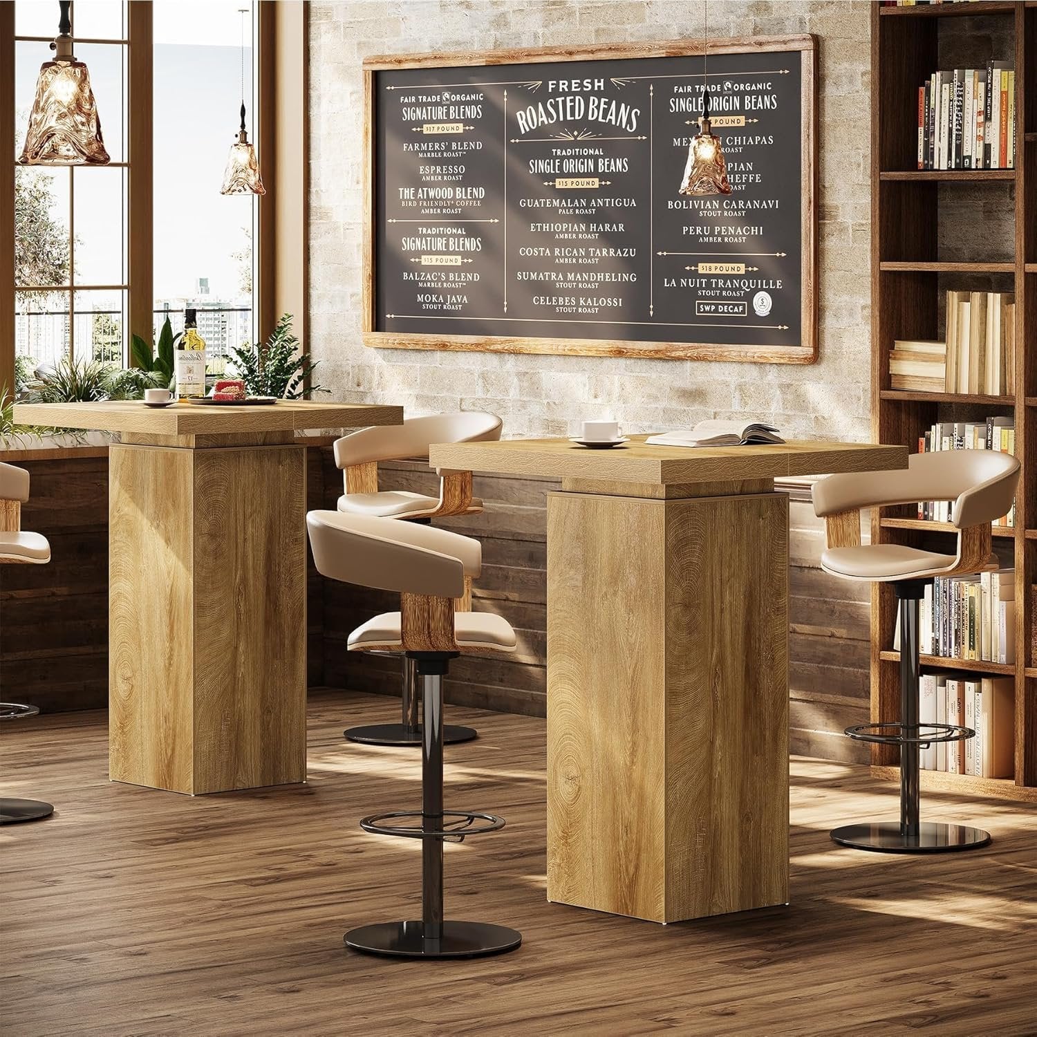 Tribesigns Mesa de bar de 100 cm de alto, Estilo bistró industrial Pequeña mesa auxiliar ideal para un rincón de cocina