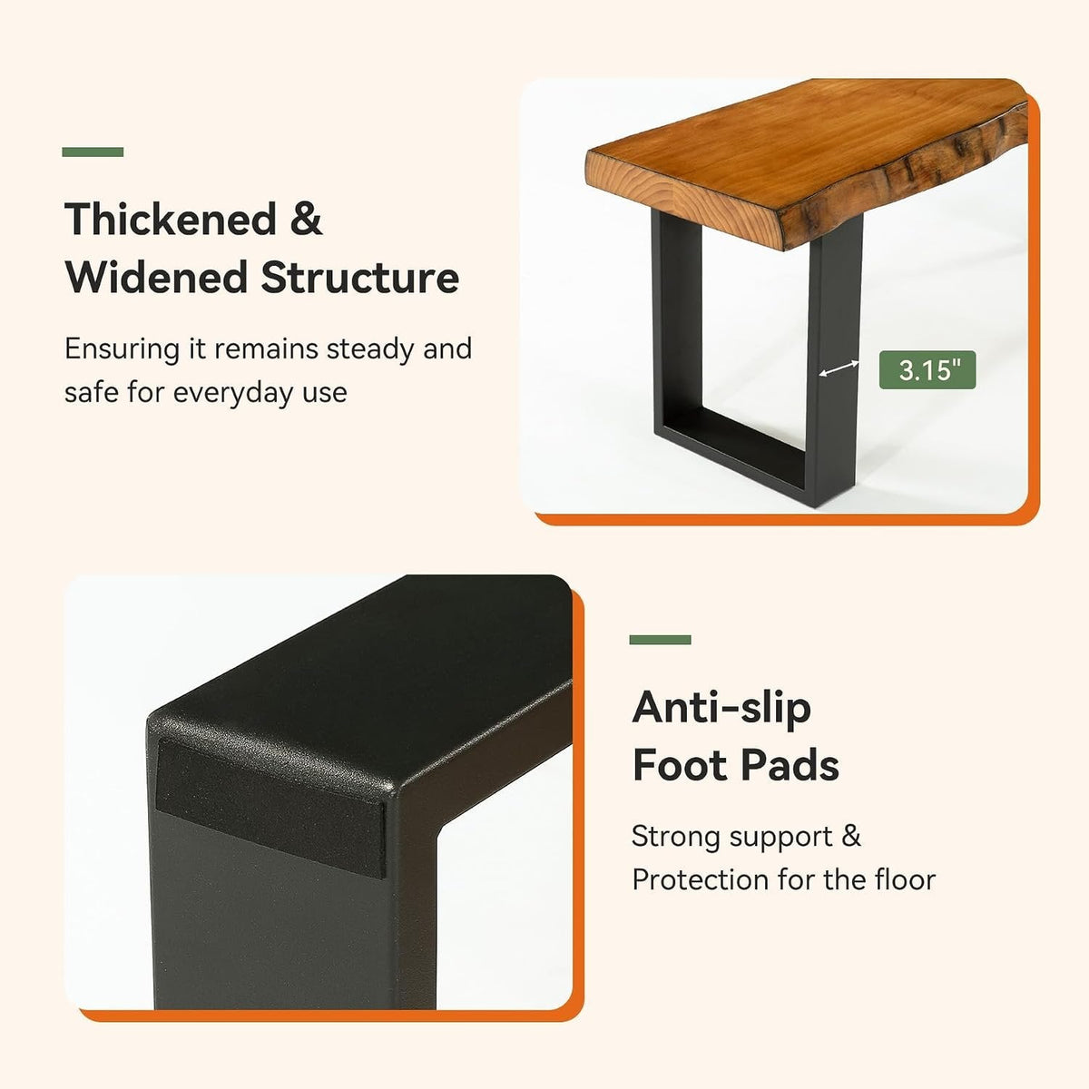 Tribesigns Banco de 120 cm de madera maciza, Banco de entrada con patas de metal banco zapatero para recibidor
