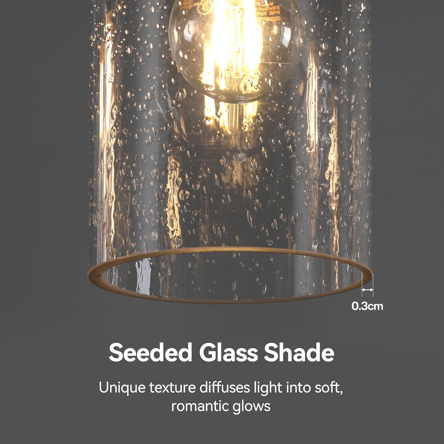 Lámpara de araña para techos altos de 5 luces con pantallas de vidrio, Lámpara colgante estilo granja