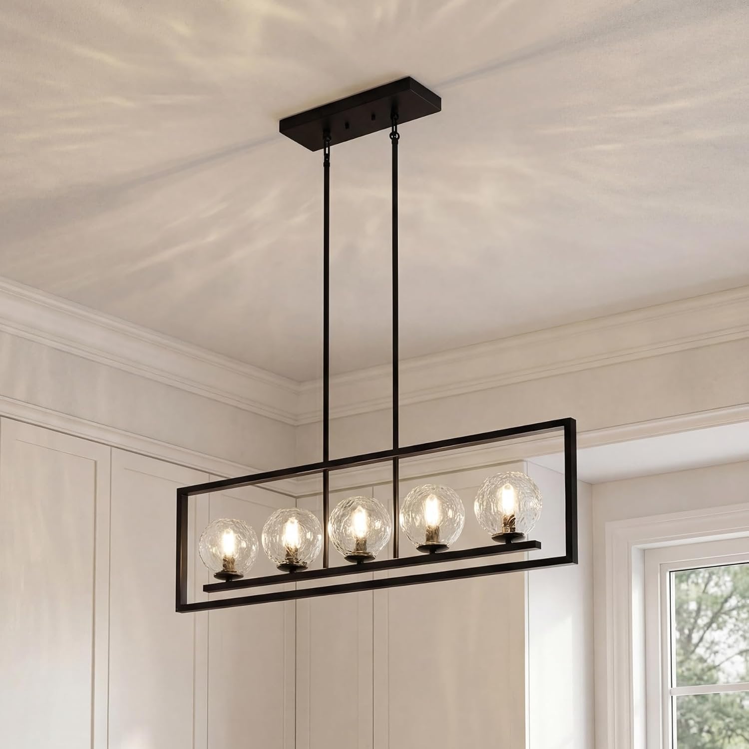 Lámpara colgante moderna de 5 luces, Lámpara de techo de metal de altura ajustable
