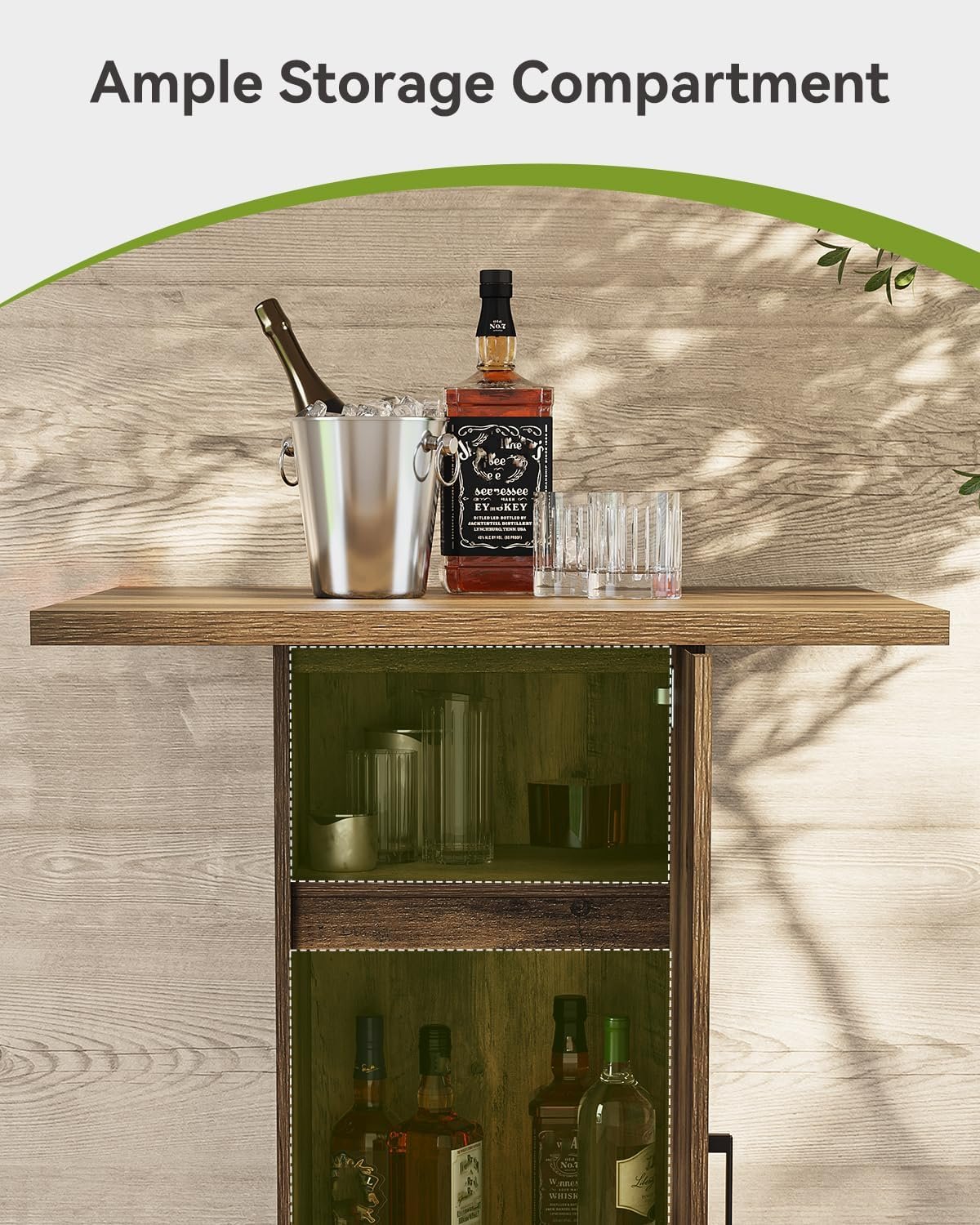 Tribesigns Mesa de bar con armario de almacenamiento 100 cm de altura, Mesa cuadrada de madera, mesa de bistró de estilo rústico con armario de 3 niveles
