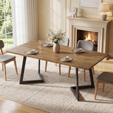 Tribesigns Mesa de comedor moderna de 160 cm, Mesa de cocina rectangular con estructura metálica 3