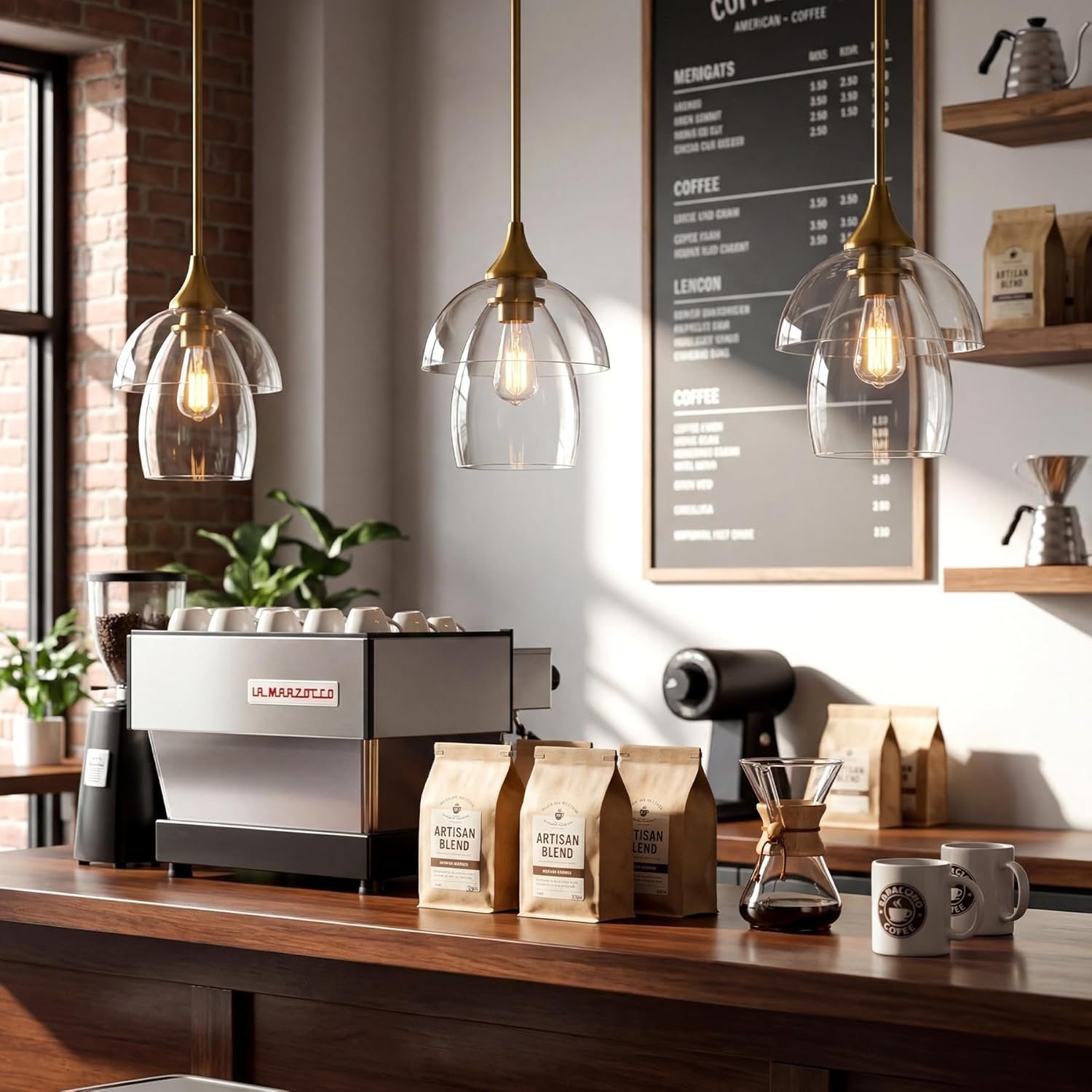 Tribesigns Lámpara colgante LED de cristal, Lámpara moderna para mesa de comedor con doble pantalla de cristal