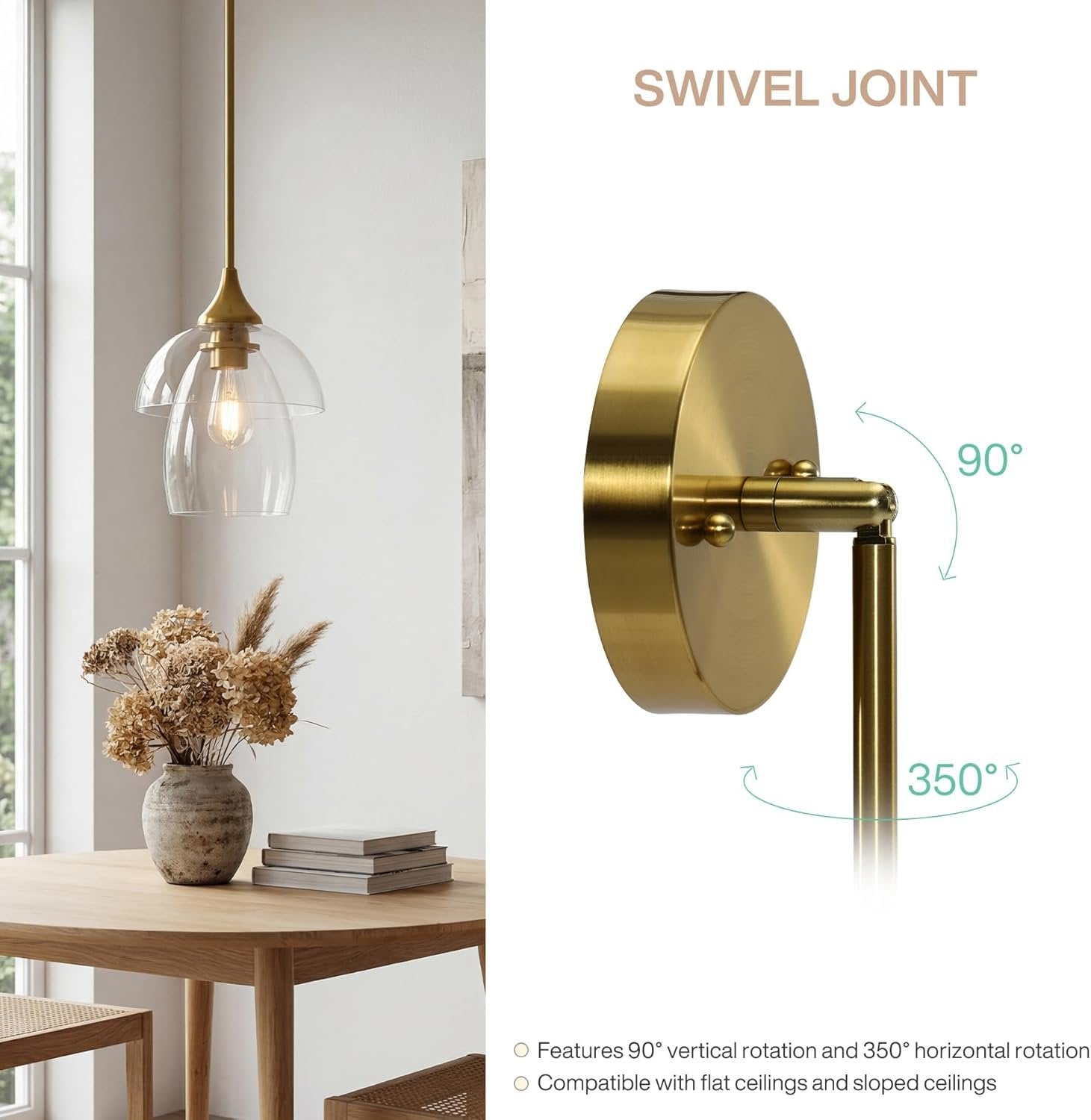 Tribesigns Lámpara colgante LED de cristal, Lámpara moderna para mesa de comedor con doble pantalla de cristal