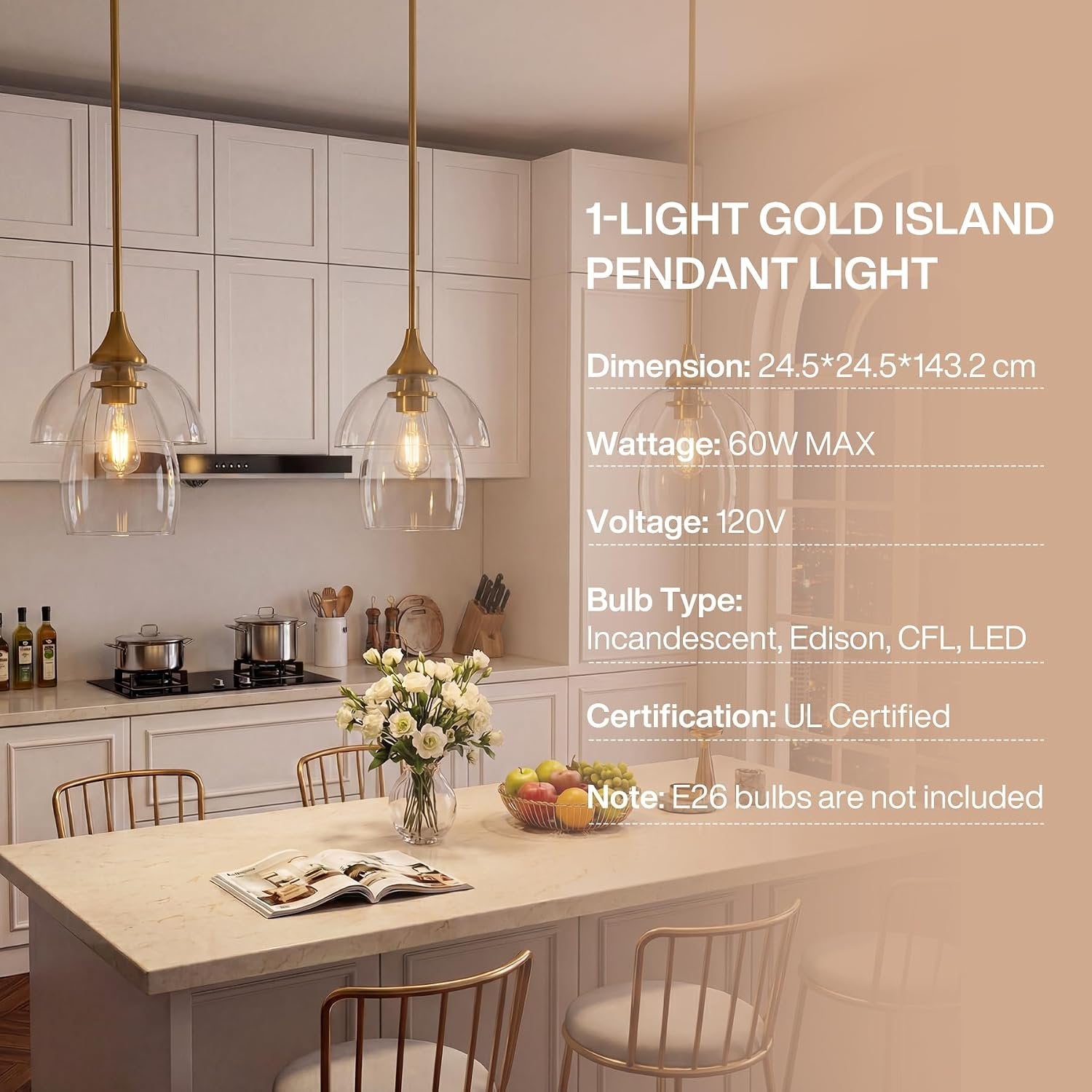 Tribesigns Lámpara colgante LED de cristal, Lámpara moderna para mesa de comedor con doble pantalla de cristal