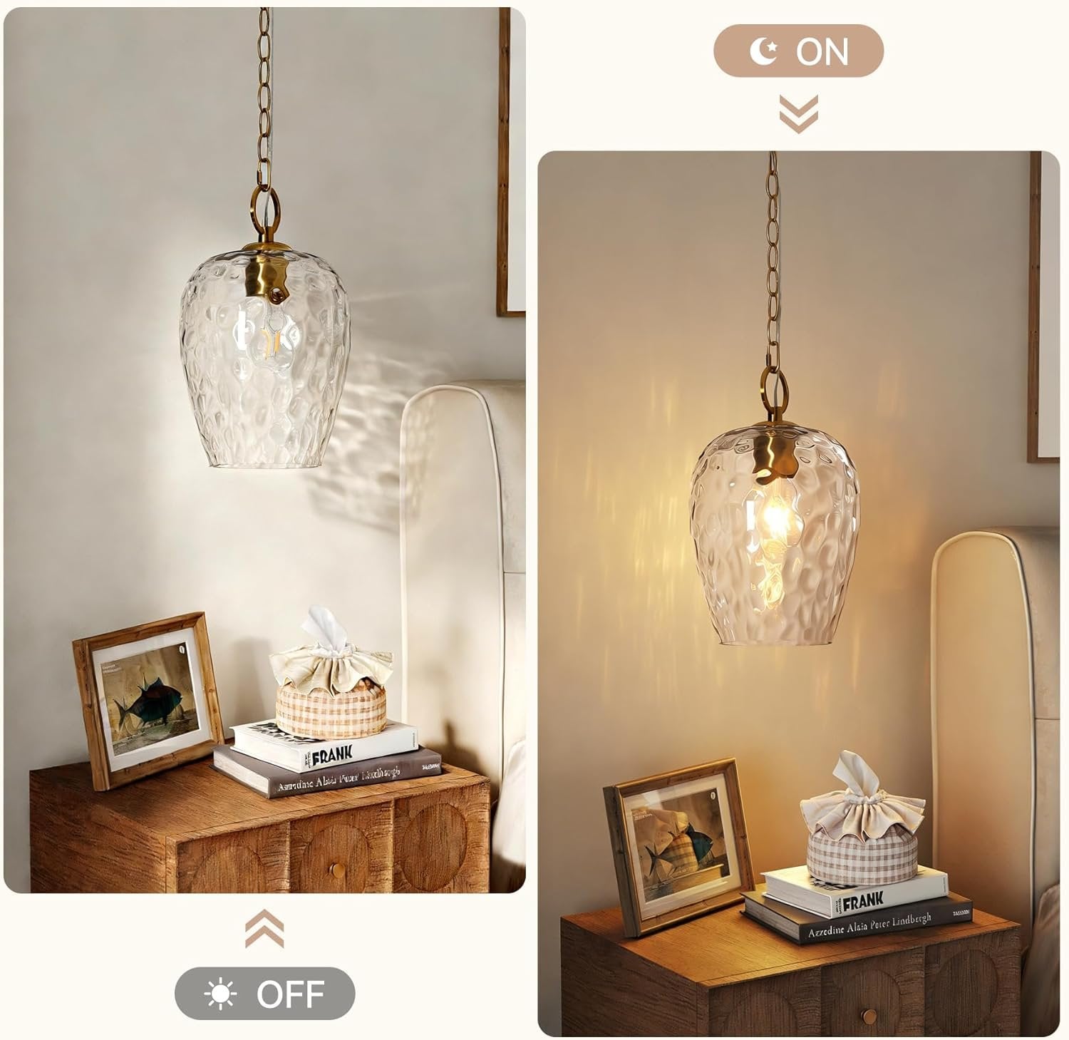 Tribesigns Lámpara colgante con pantalla de cristal martillado, altura regulable hasta 152 cm, diámetro de 22 cm, regulable, lámpara de mesa de comedor, casquillo E27