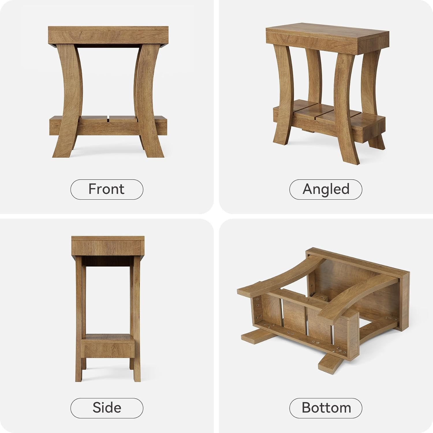 Tribesigns Mesita auxiliar con 2 estantes, 60 x 30 x 60 cm, de madera, ideal para sofá, dormitorio, recibidor u oficina
