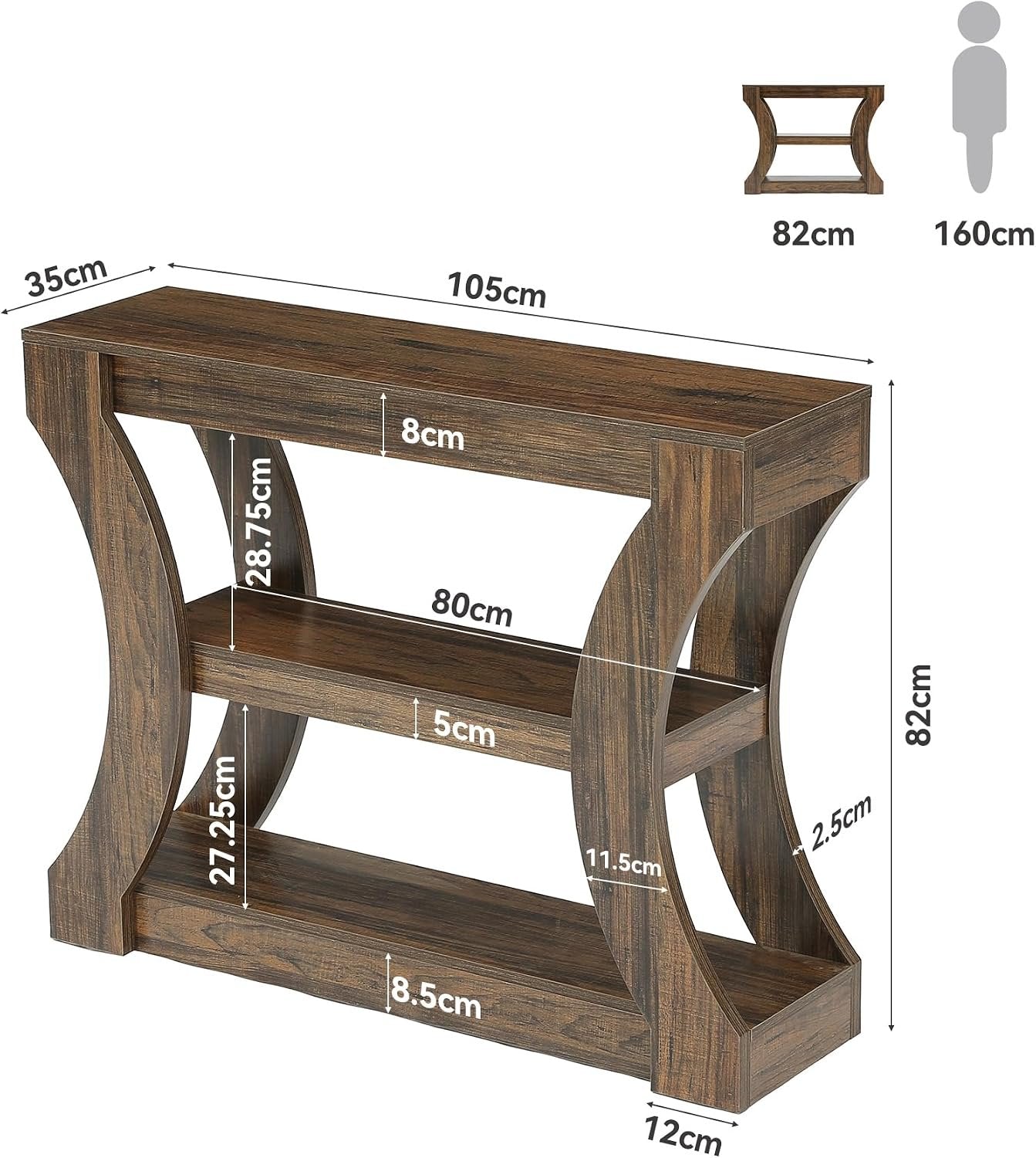 Tribesigns Mesa consola de 105 cm con almacenamiento, ideal para la entrada, mesa de centro estrecha para colocar detrás del sofá
