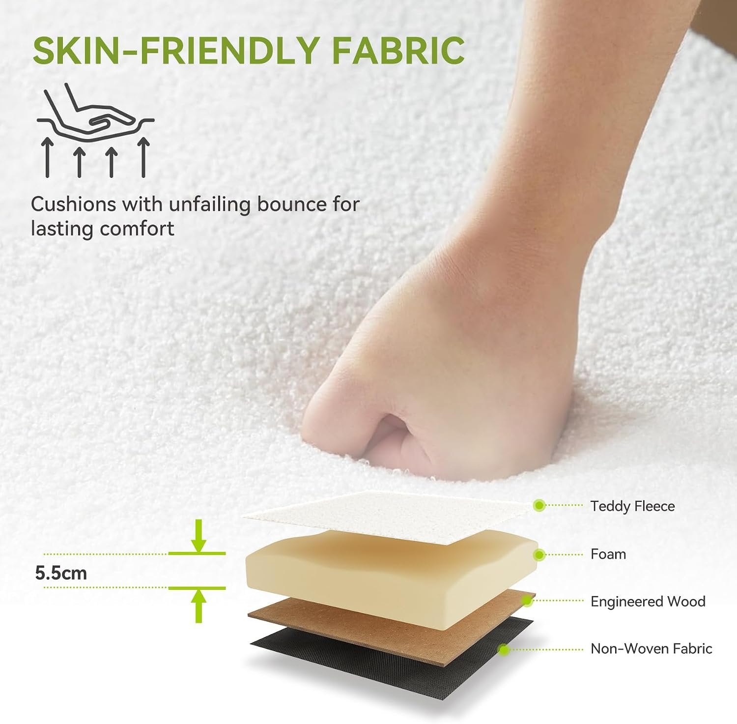 Tribesigns Banco zapatero de 120 cm de madera maciza, Tapizado en tela con cojín blanco de bucle