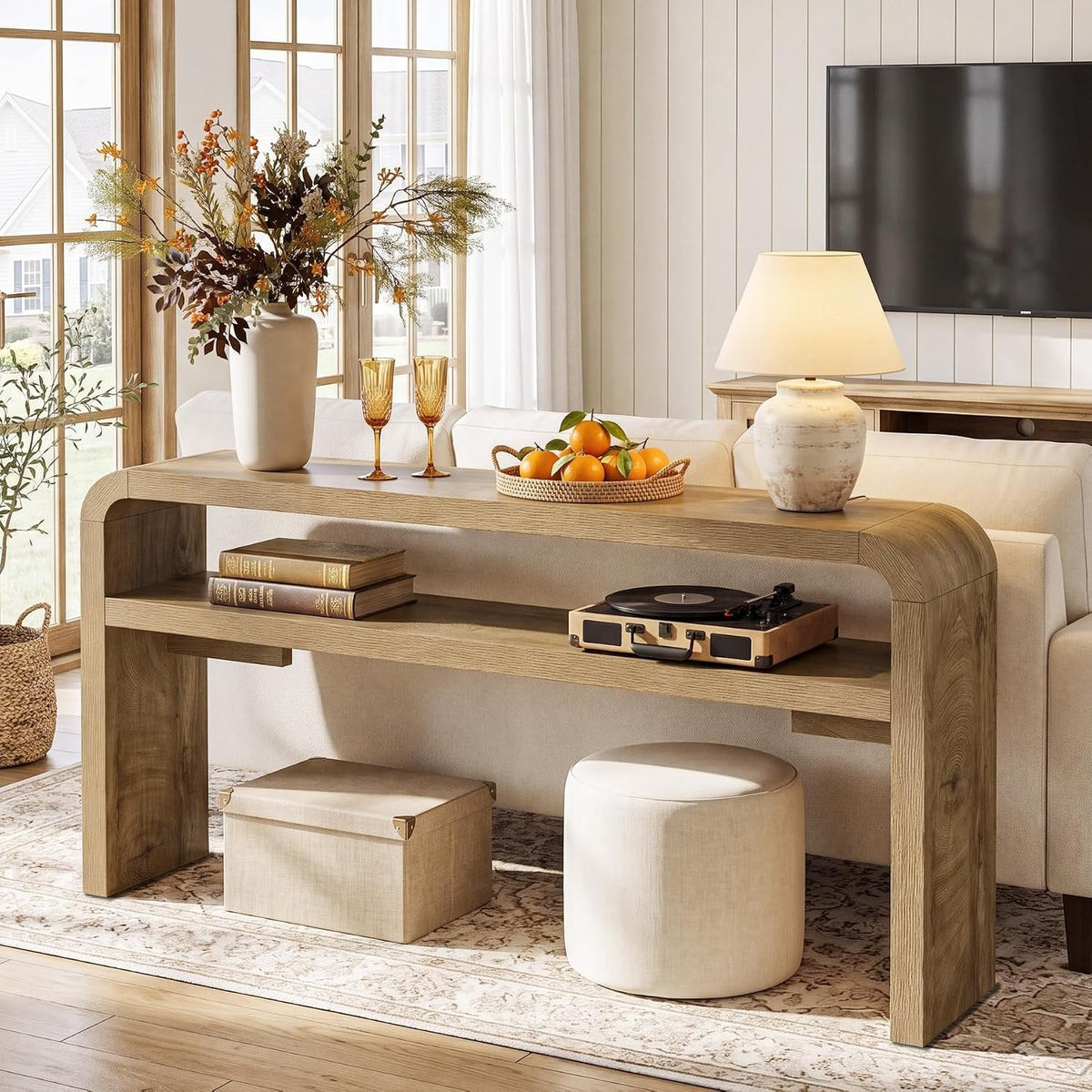 Tribesigns Mesa consola estrecha de 160 cm, 30 cm de profundidad con 2 estantes